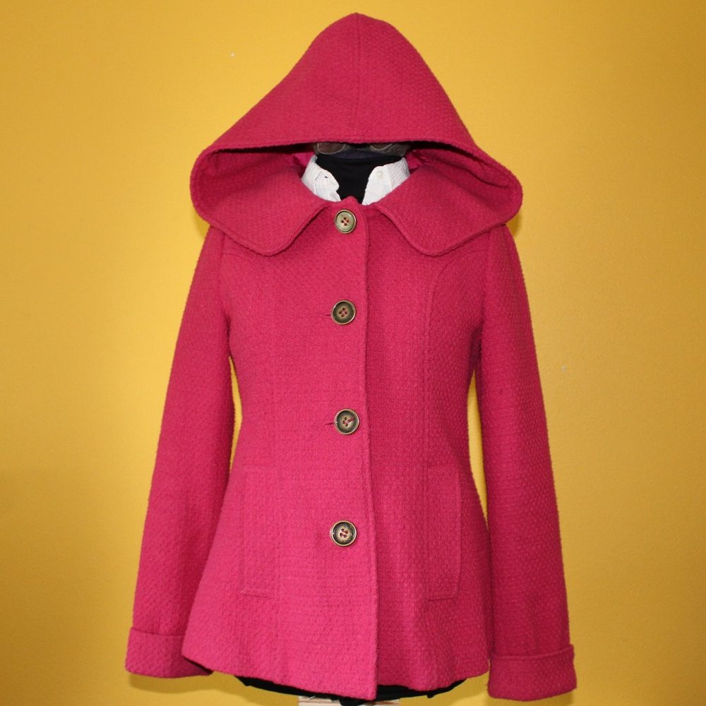 Tulle Hot Pink Hooded A-Line Style Jacket Sz M